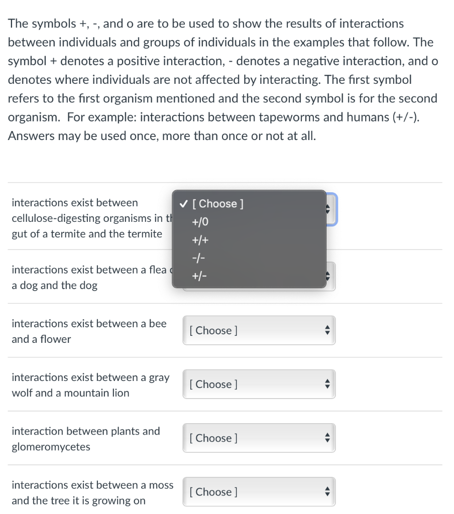 Solved The symbols +, -; and o are to be used to show the | Chegg.com