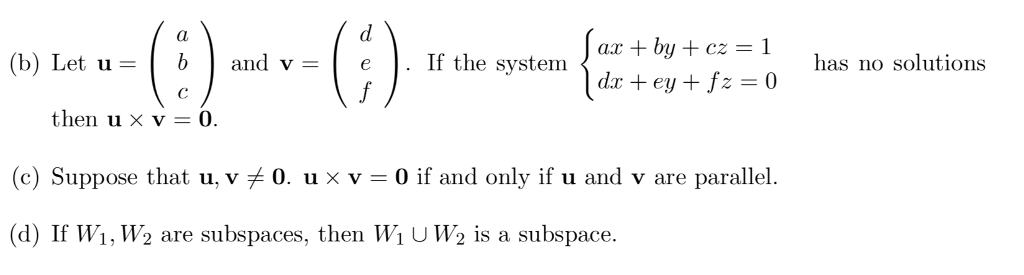 Solved Determine if each of the following statements is true | Chegg.com