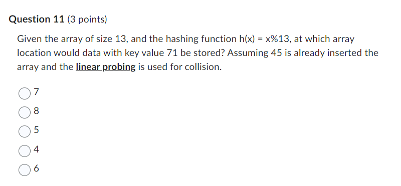 Solved Given The Array Of Size 13 , And The Hashing Function | Chegg.com