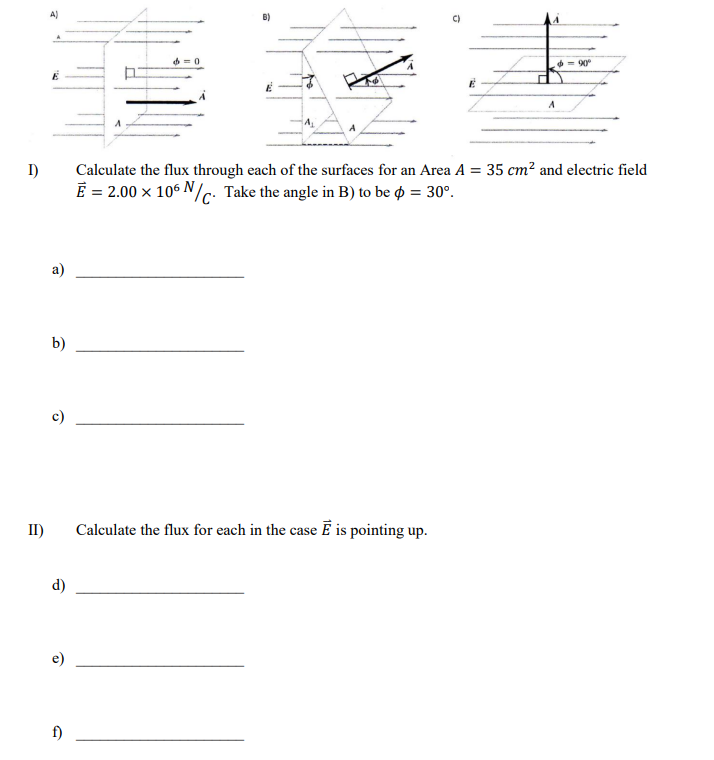 Solved I) Calculate the flux through each of the surfaces | Chegg.com