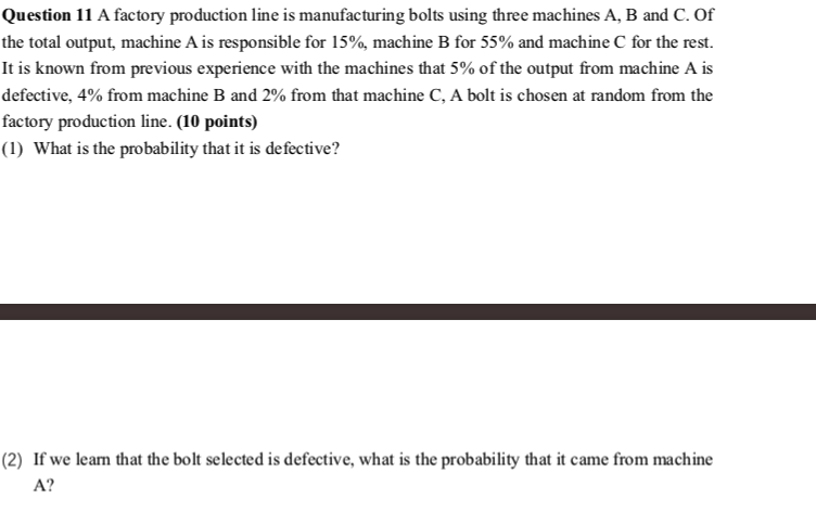 Solved Question 11 A factory production line is | Chegg.com