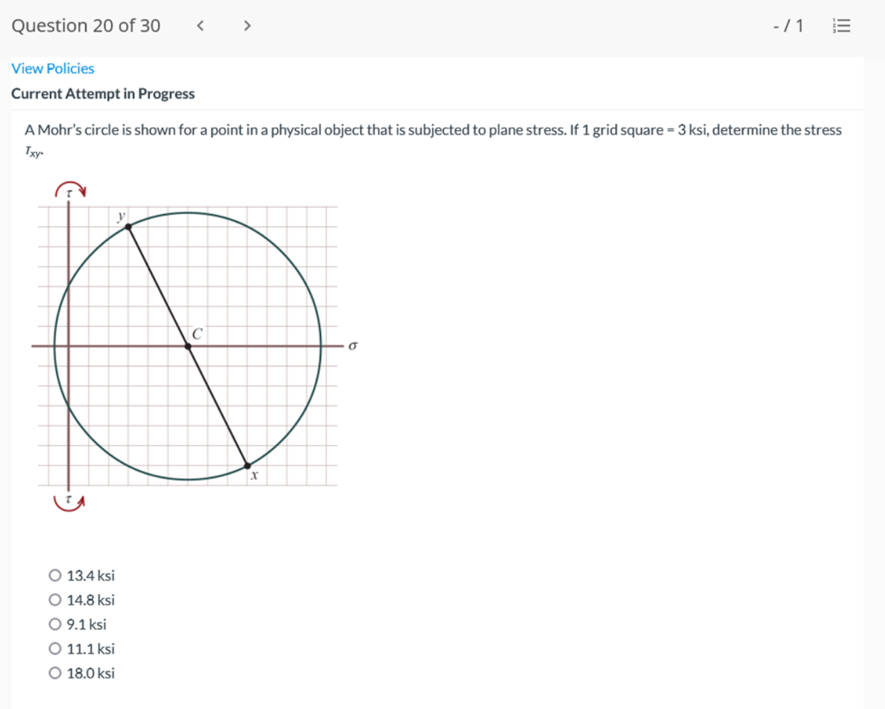 Solved Question 20 of 30 -/1 = View Policies Current | Chegg.com