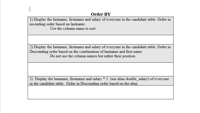 Solved Order BY 1) Display the lastname, firstname and | Chegg.com