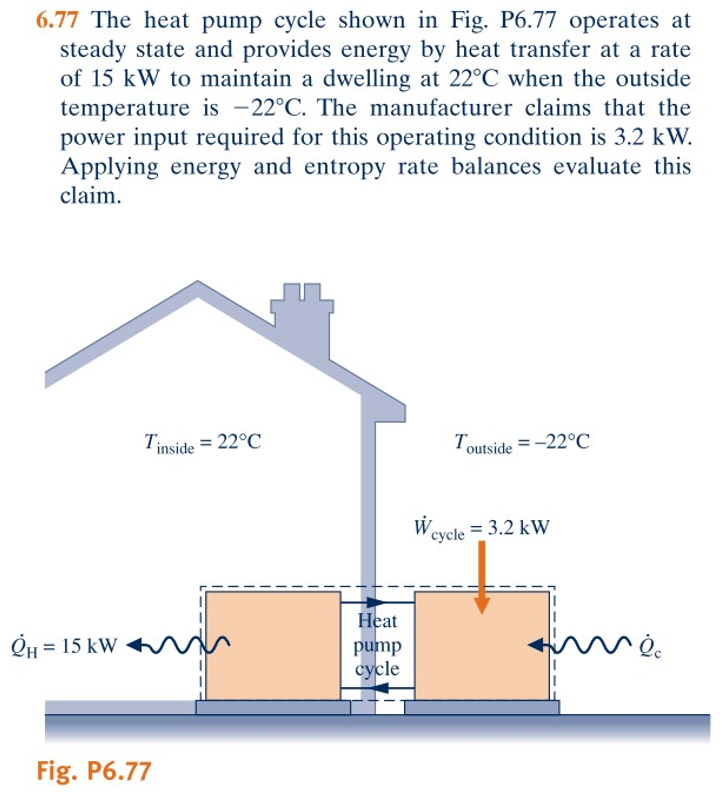 Solved 6.77 The heat pump cycle shown in Fig. P6.77 operates