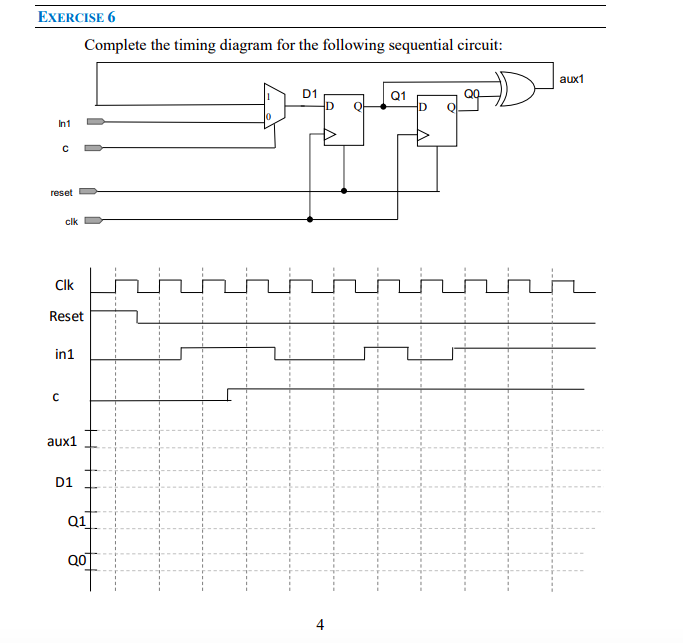 Solved EXERCISE 6 Complete the timing diagram for the | Chegg.com