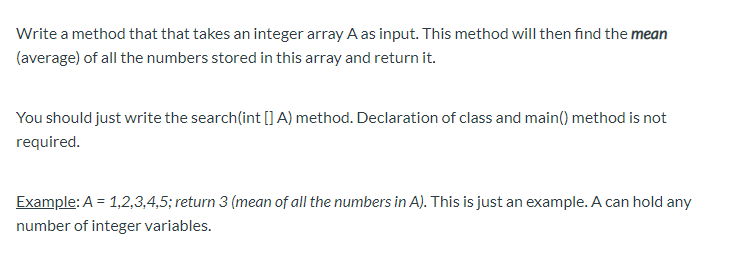 Solved Write a method that that takes an integer array A as | Chegg.com