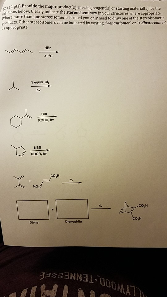 Solved 12 pts) Provide the major product(s), missing | Chegg.com