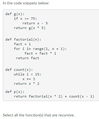Solved 1 Python question A . g(x) B. p(x） C. count(x) D. | Chegg.com