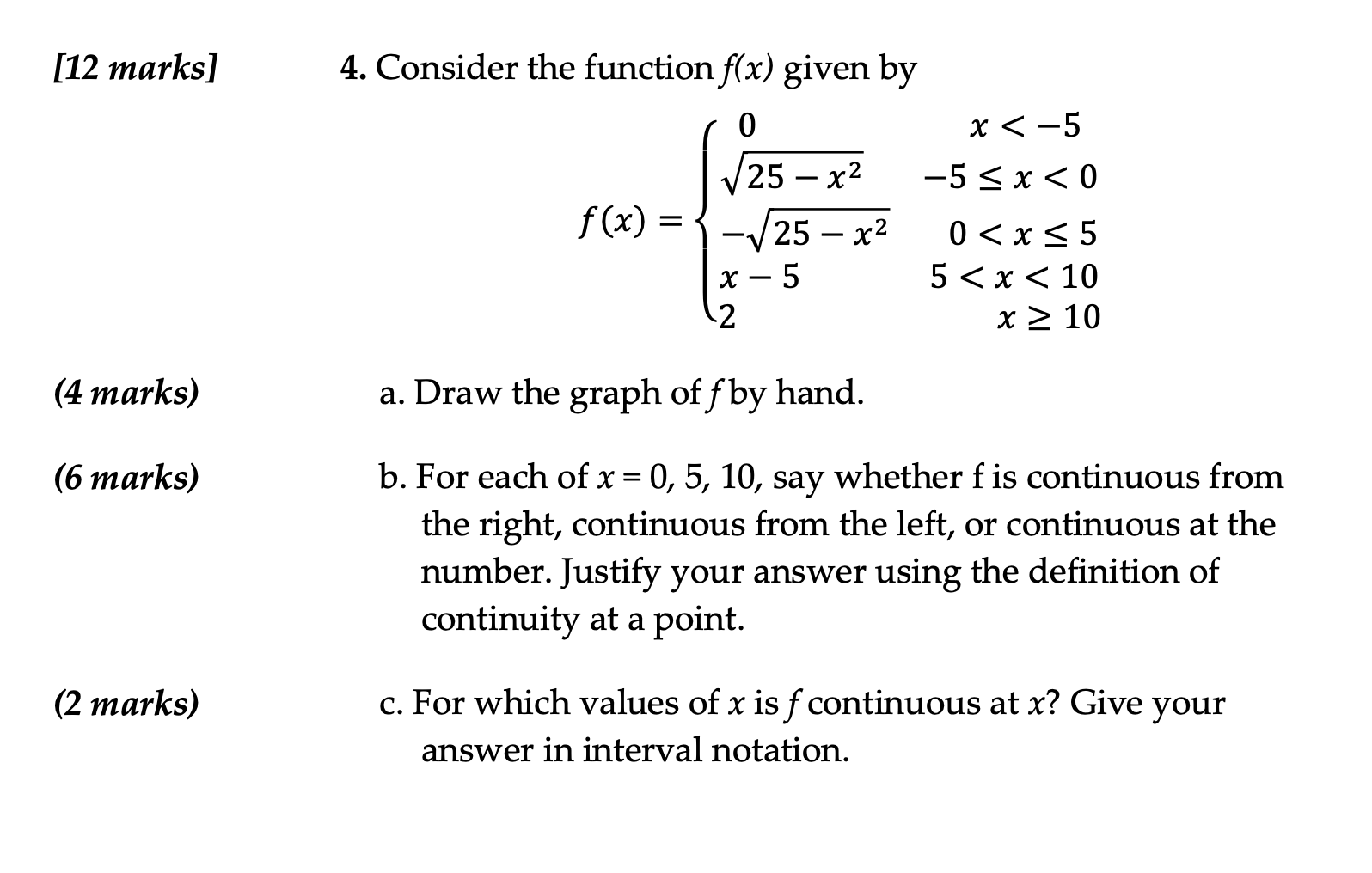 Solved [12 marks] 4. Consider the function f(x) given by 0 x | Chegg.com