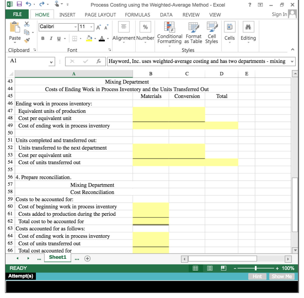 Solved Process Costing using the Weighted Average Method 1. | Chegg.com