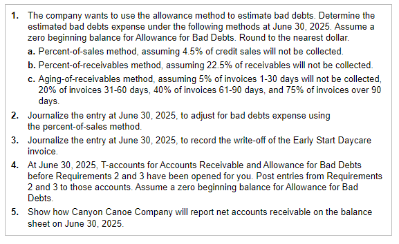 Solved 1. The company wants to use the allowance method to | Chegg.com