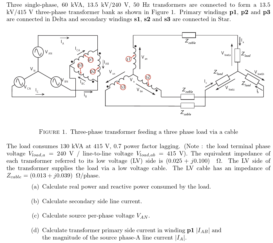 Solved Three single-phase, 60 kVA, 13.5 kV/240 V, 50 Hz | Chegg.com