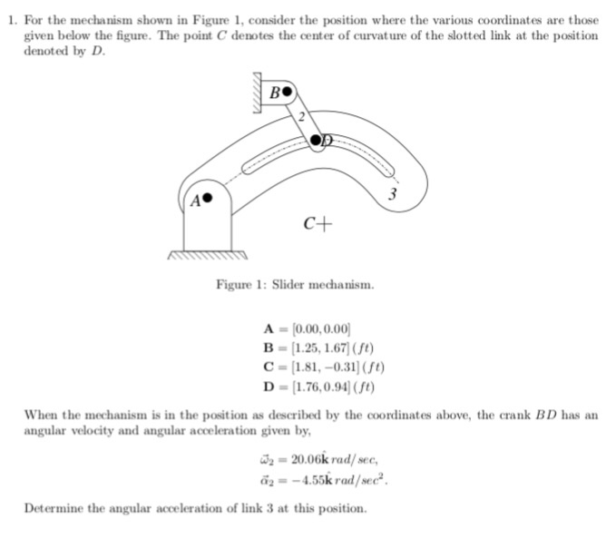 1. For the mechanism shown in Figure 1, consider the | Chegg.com