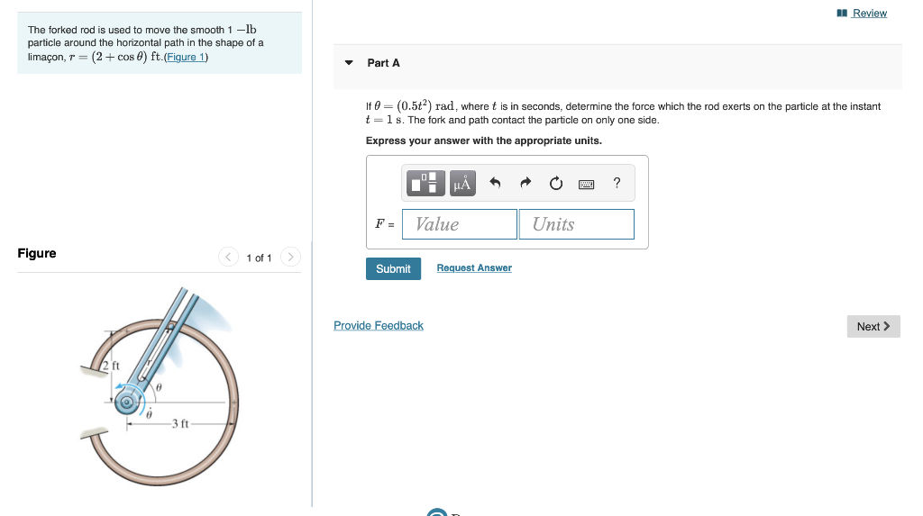 Solved u Review The forked rod is used to move the smooth 1 | Chegg.com