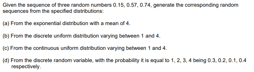 Solved Given the sequence of three random numbers | Chegg.com