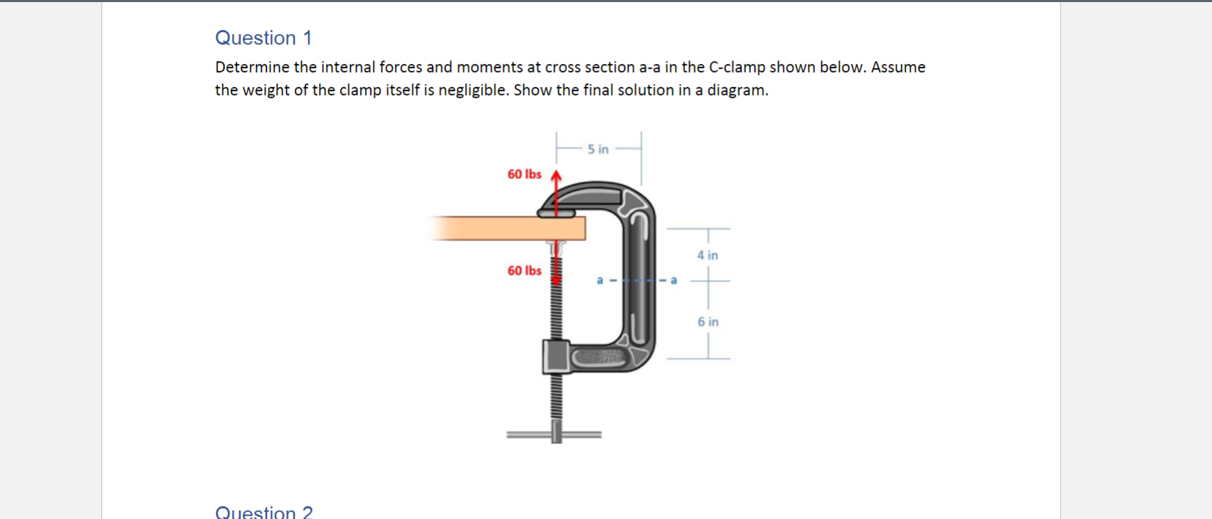 Solved Determine the internal forces and moments at cross