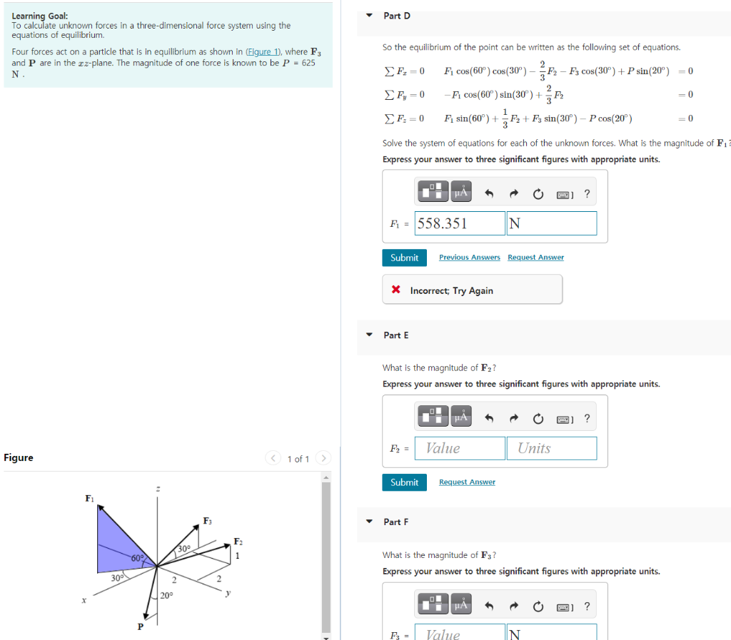 Solved Part D Learning Goal: To calculate unknown forces in | Chegg.com