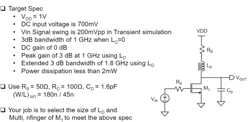 Solved Target Spec - VDD=1 V - DC input voltage is 700mV - | Chegg.com