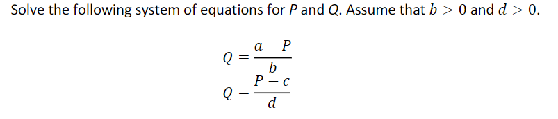 Solved Solve the following system of equations for P and Q. | Chegg.com
