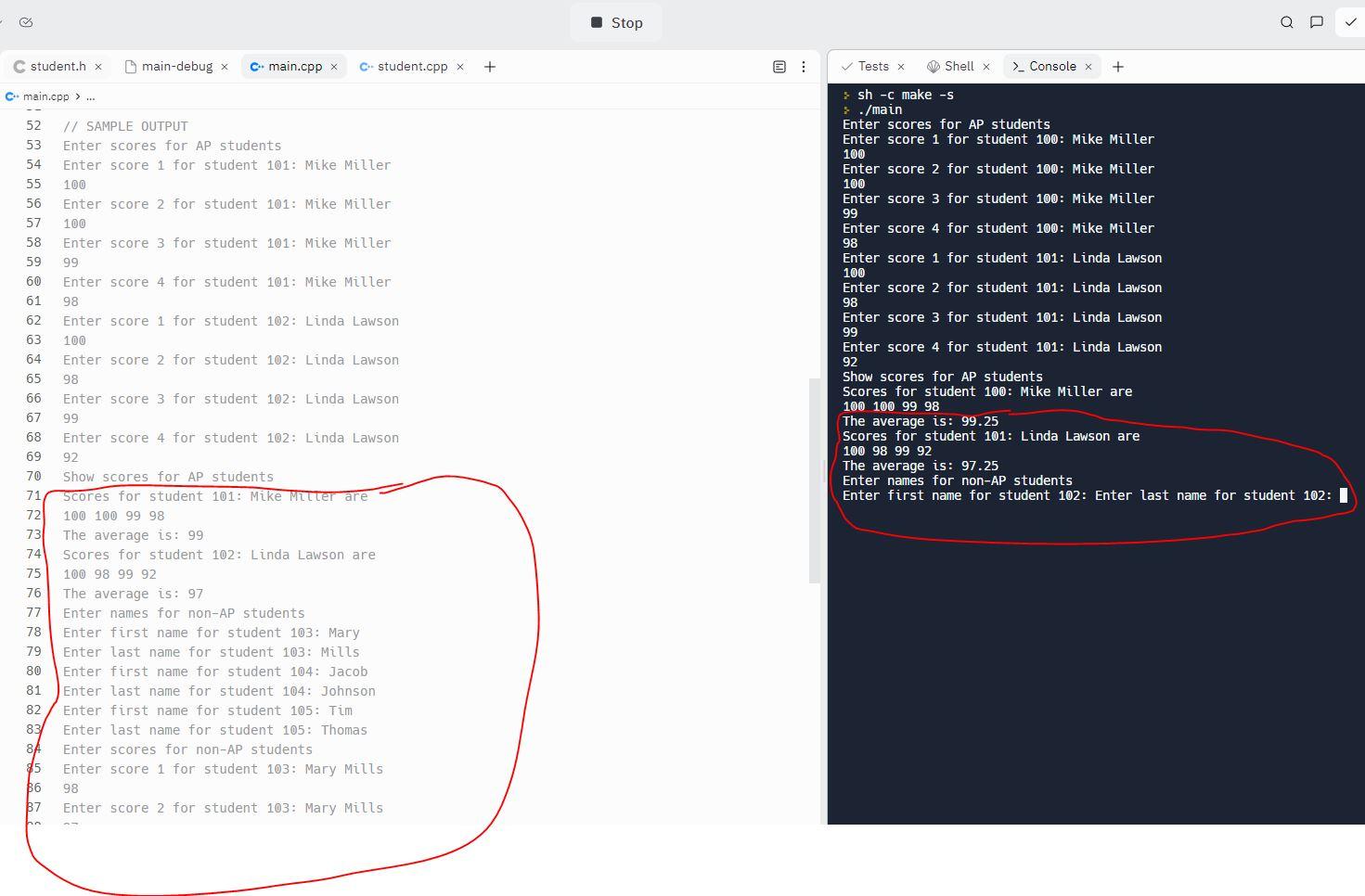 Solved Please fix this code. OUtput is comming diffrent and | Chegg.com