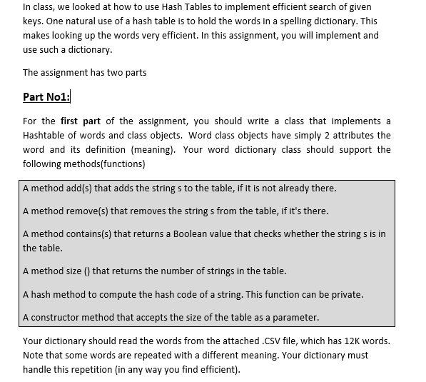 Solved In Class We Looked At How To Use Hash Tables To Chegg