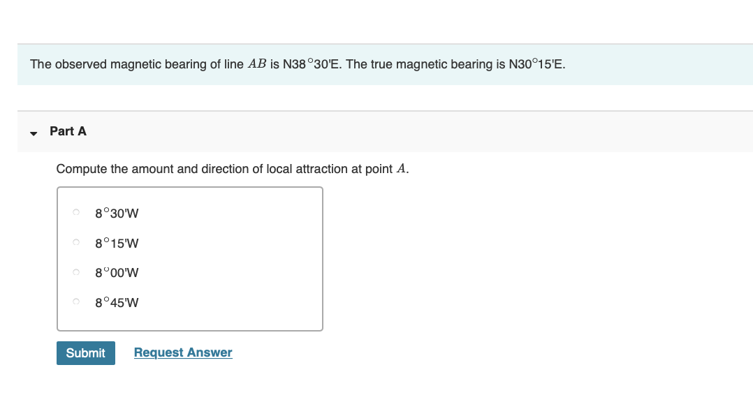 Solved The observed bearing of line AB is N38°30'E.