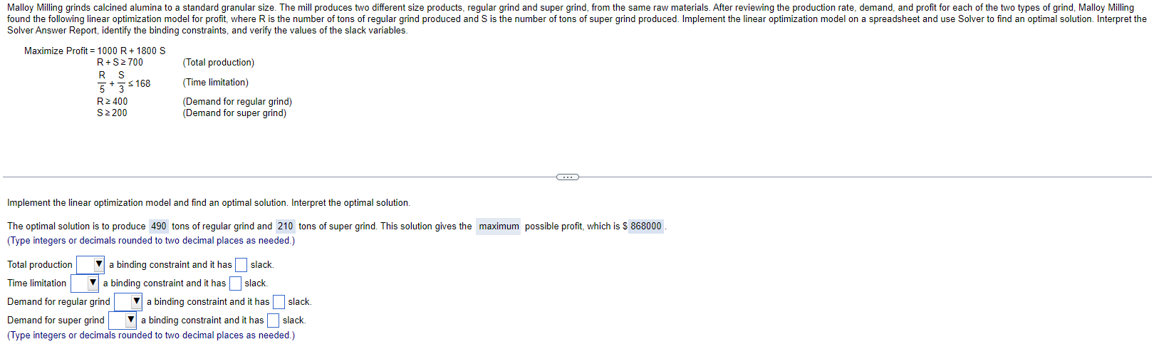 Solved Solver Answer Report, identify the binding | Chegg.com