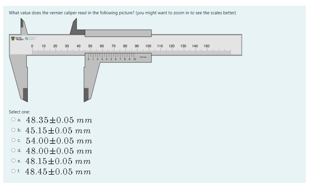Solved What value does the vernier caliper read in the