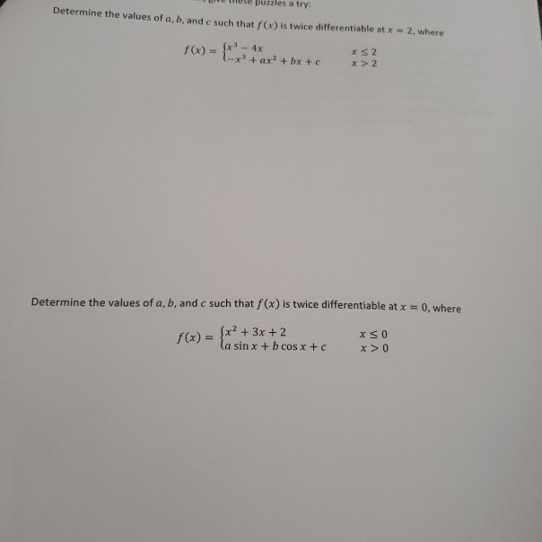 Solved puzzles a try: Determine the values of a. b. and c | Chegg.com