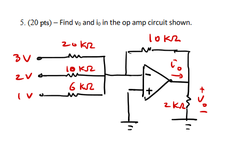 Solved 5. ( 20pts)− Find v0 and i0 in the op amp circuit | Chegg.com