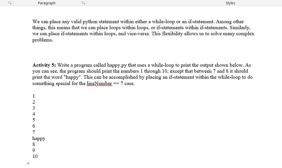 Solved Paragraph Styles We can place any valid python | Chegg.com