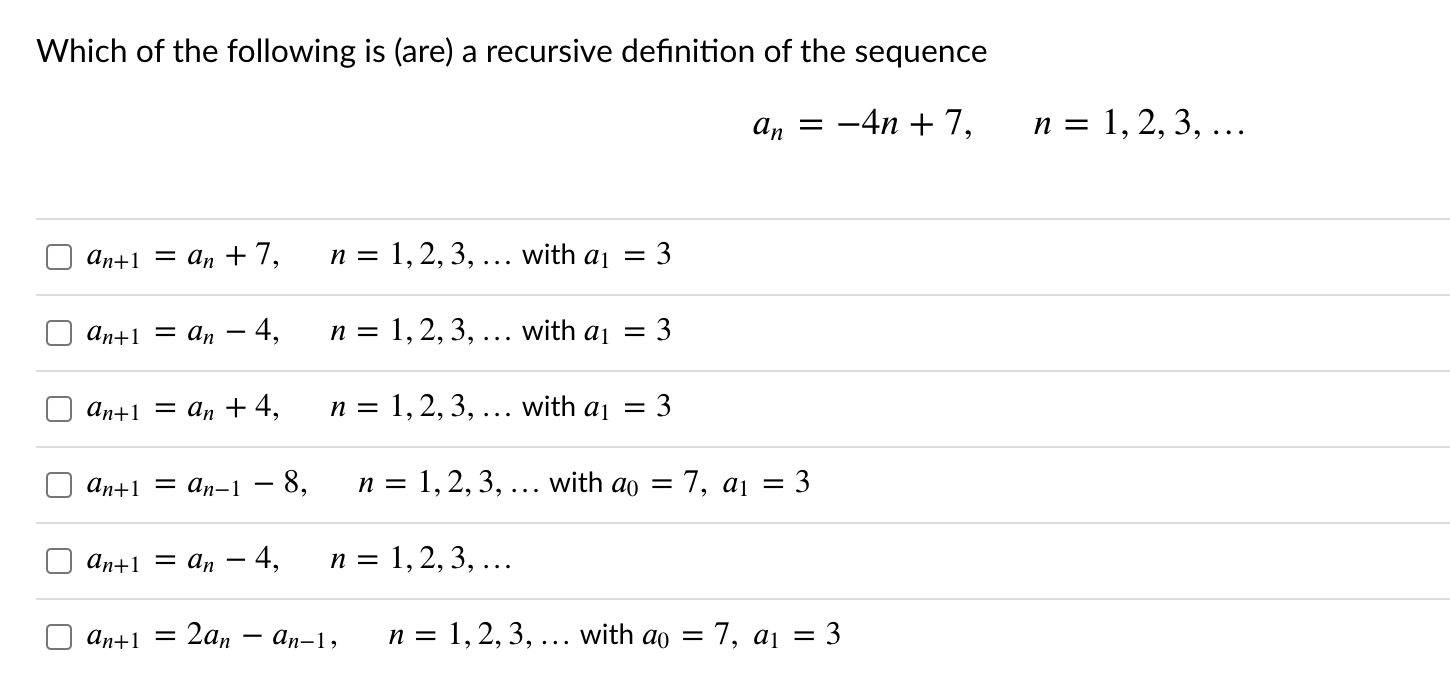 Solved Which of the following is (are) a recursive | Chegg.com