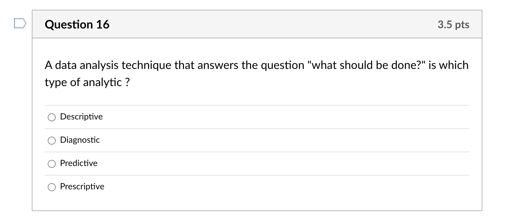 Solved Question 16 3.5 pts A data analysis technique that | Chegg.com