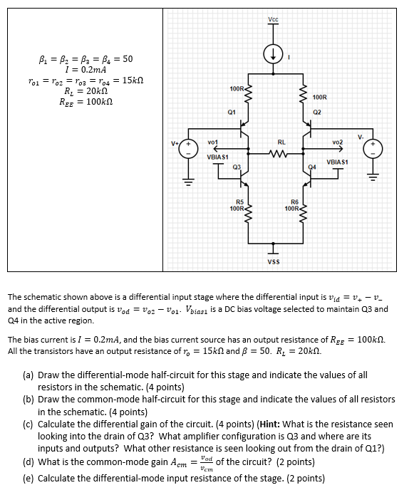 Solved Question: The schematic shown above is a differential | Chegg.com
