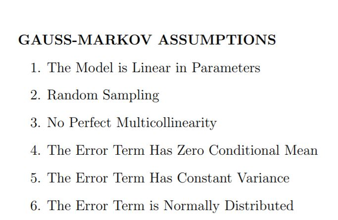 Gauss Markov Assumptions 1 The Model Is Linear In 0169