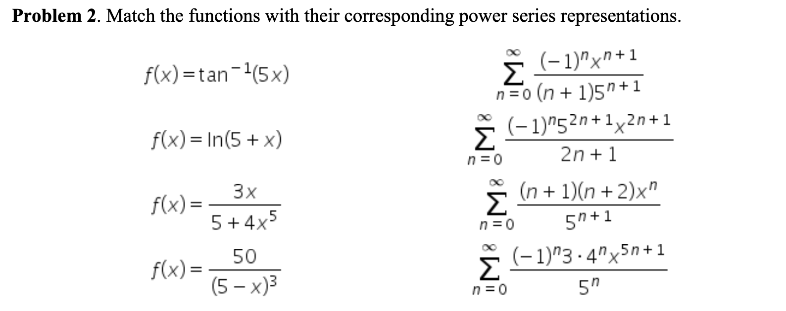 Solved Problem 2. Match the functions with their | Chegg.com