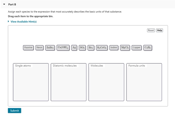 Solved Part B Assign Each Species To The Expression That | Chegg.com