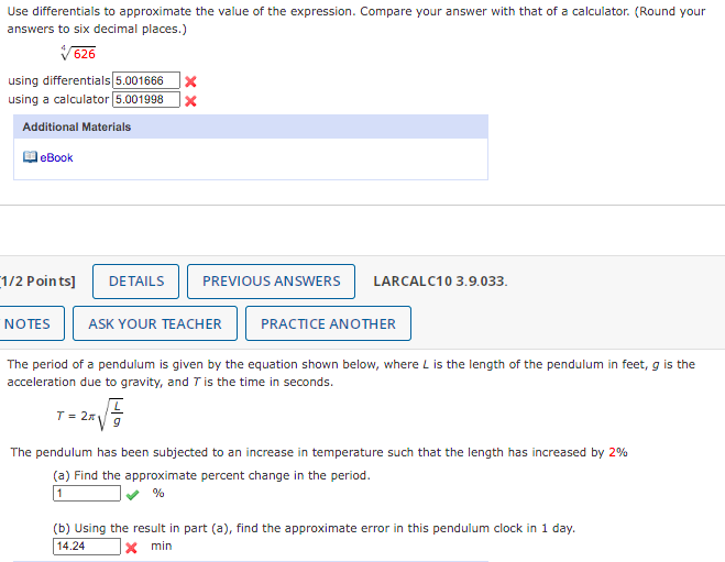 Solved Use differentials to approximate the value of the