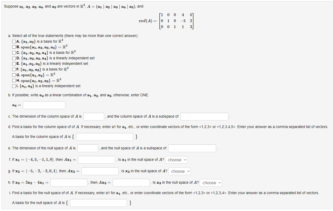 Solved Suppose A1,a2,a3,a4, And A5 Are Vectors In | Chegg.com