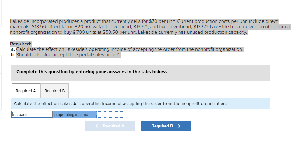 Solved Lakeside Incorporated produces a product that | Chegg.com