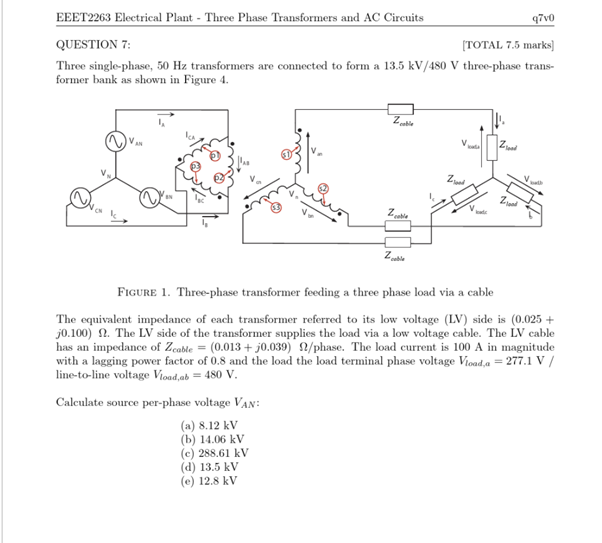 Solved QUESTION 5: [TOTAL 5 marks] Three single-phase 50 Hz | Chegg.com