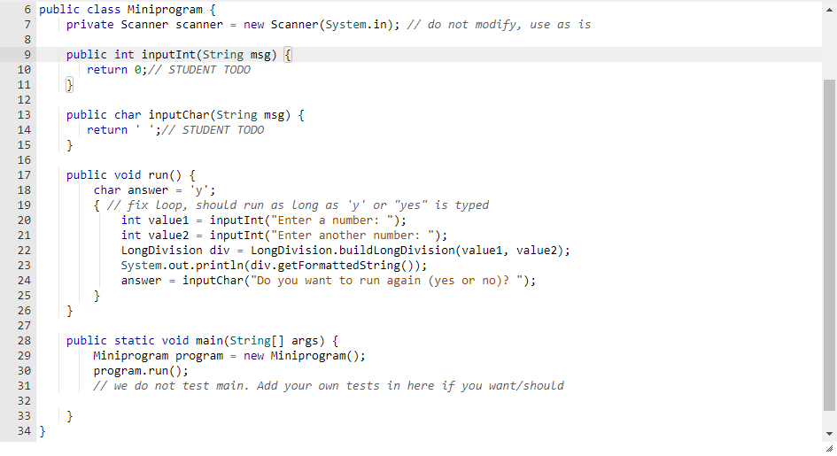 Solved Task2: Finish Miniprogram You need to finish the two | Chegg.com