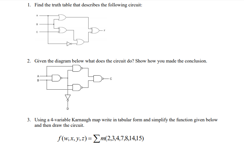 Solved 1. Find the truth table that describes the following | Chegg.com