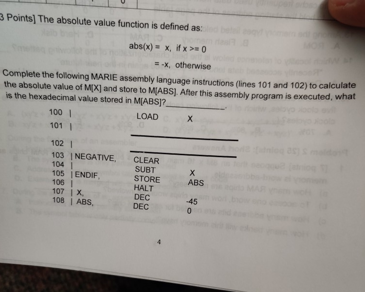 Solved U 3 Points Absolute Value Function Defined Abs X X X 0 X Otherwise Complete Following Mari Q43502102