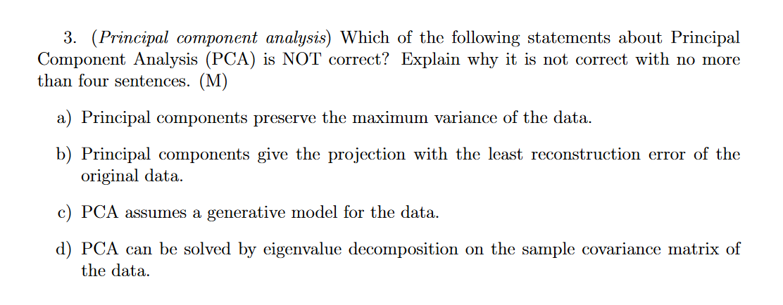 Solved 3. (Principal Component Analysis) Which Of The | Chegg.com