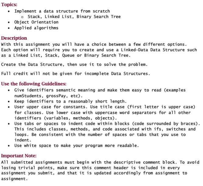 Solved Topics: • Implement a data structure from scratch • | Chegg.com