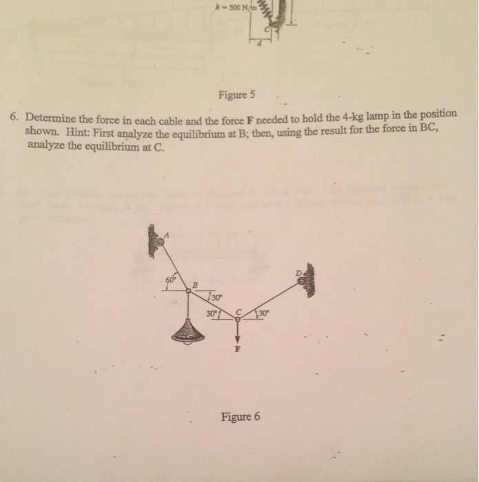 Solved Determine the force in each cable and the force F | Chegg.com