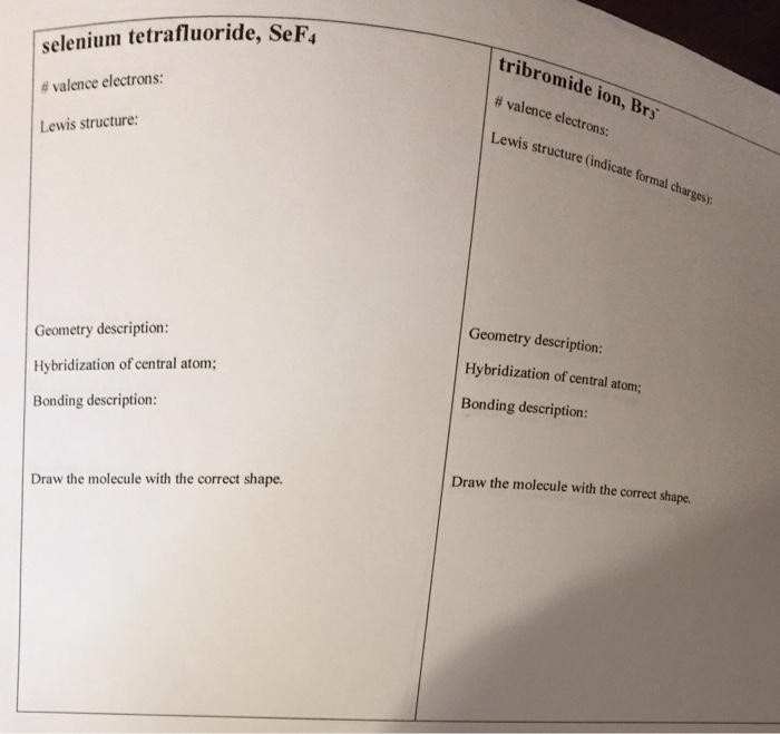 Solved selenium tetrafluoride, SeF4 # valence electrons: | Chegg.com
