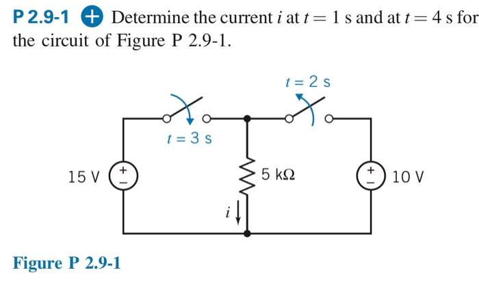 Solved P 2.9-1 Determine the current i at t- 1 s and at t- 4 | Chegg.com