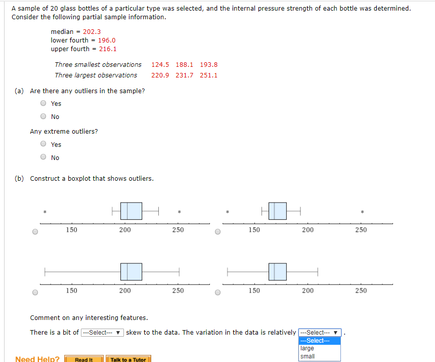 Solved A sample of 20 glass bottles of a particular type was | Chegg.com